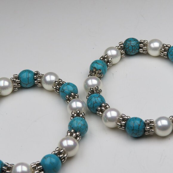 Turquoise Pearl Fashion Bracelet x 2 Piece Sale - Picture 1 of 5